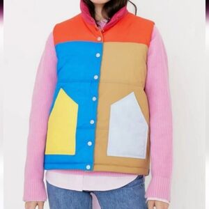 KULE Multicolor Reversible Women's Block Color Down Puffer Vest Size Medium